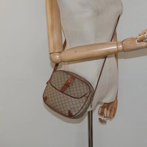 CELINE Macadam Canvas Shoulder Bag Beige Gold Auth BA1996 - Picture 14 of 16